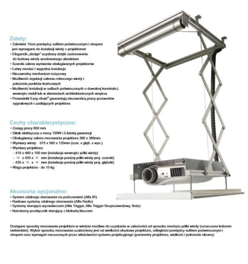 Winda sufitowa do projektora AVERS SimLift