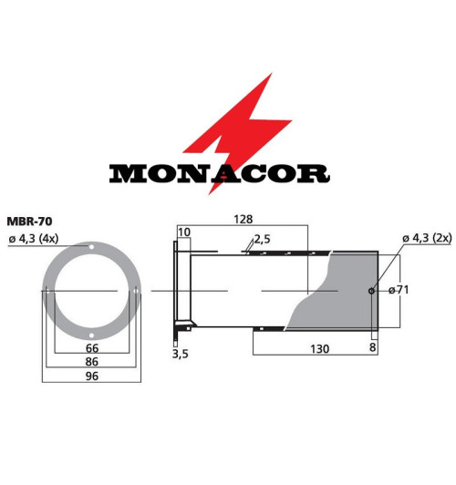 Rura port Bass-Reflex Monacor MBR-70