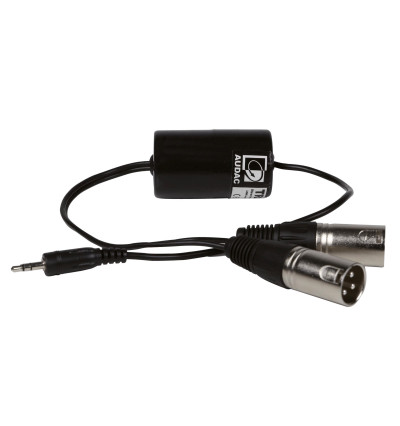 Audac TR2080 - izolator pętli masy mini Jack 3,5mm - 2x XLR męskie