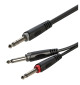 Roxtone SAYC100L1 - Kabel audio Jack 6,3mm stereo - 2x 6,3 mm mono 1m