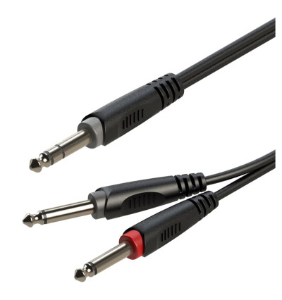 Roxtone SAYC100L1 - Kabel audio Jack 6,3mm stereo - 2x 6,3 mm mono 1m
