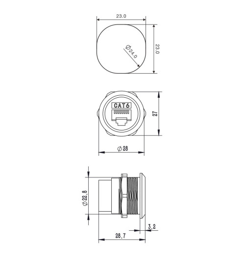 Roxtone RAD24-C6 - gniazdo RJ45 CAT6 z zaślepką