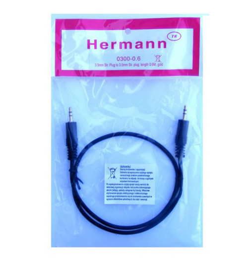 Kabel mini Jack 3.5mm pozłacane wtyki 0.6m