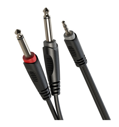 Kabel audio mini Jack 3,5 mm stereo 2x 6,3 mm mono 1 m Roxtone SAYC130L1 | AVstore.pl
