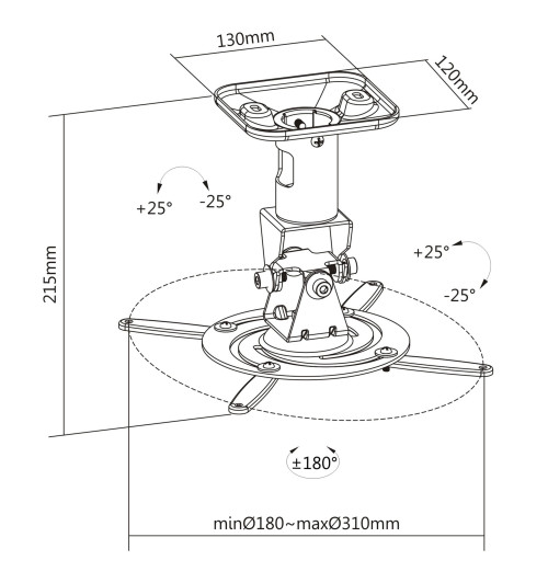 PureMounts Projector Mount Spider Plus (PM-SPIDER-PLUS) - Uniwersalny uchwyt sufitowy do projektora