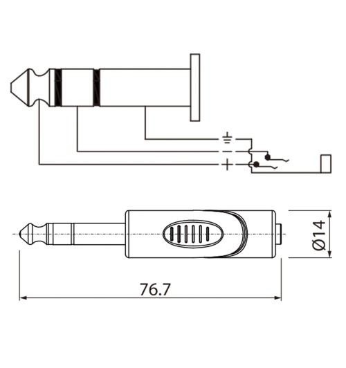 Roxtone RPAN240 - Redukcja przejściówka wtyk Jack 6.3mm stereo - gniazdo 3.5mm stereo