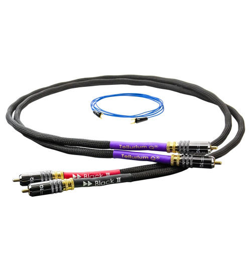 Tellurium Q Black II Turntable RCA - Kabel gramofonowy 2x RCA - 2x RCA z uziemieniem 1m