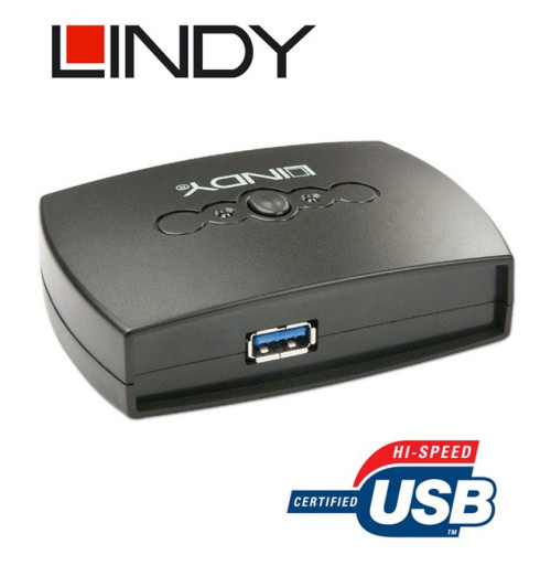Lindy 43141 - 2-portowy przełącznik (switch) USB 3.0