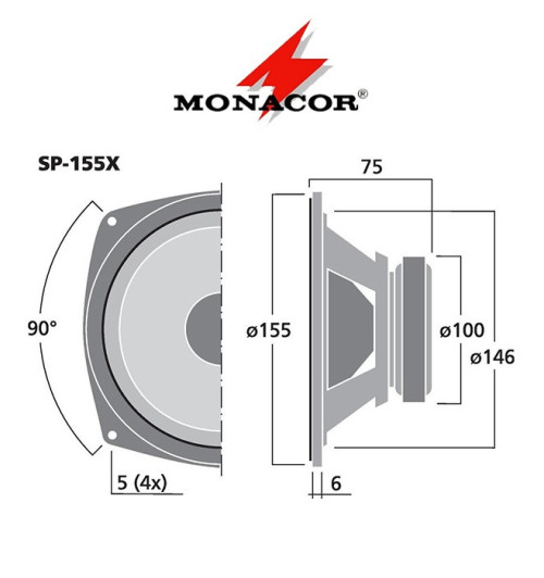 Głośnik pełnopasmowy MONACOR SP-155X