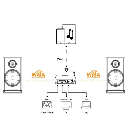 Triangle Capella - Aktywne kolumny podstawkowe z Bluetooth 5.0 aptX, Wi-Fi, WiSA + Stereo HUB