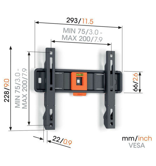 Vogels TVM 1203 - Płaski uchwyt ścienny do telewizorów 19" - 50"