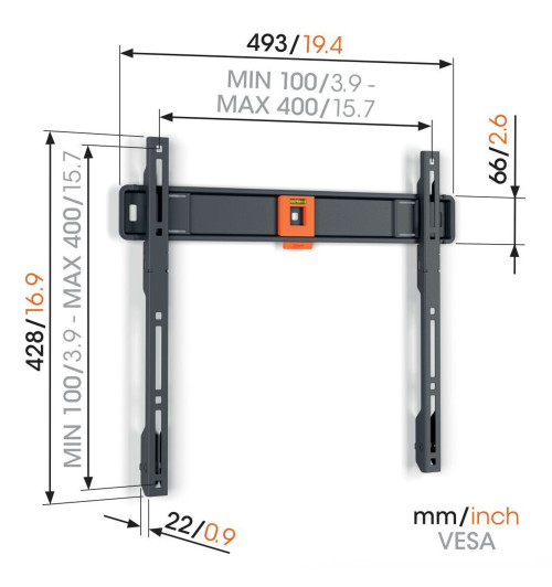 Vogels TVM 1403 - Płaski uchwyt ścienny do telewizorów 32" - 77"