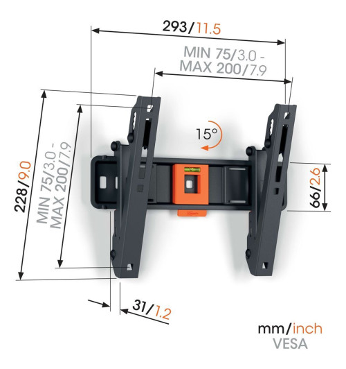 Vogels TVM 1213 - Uchylny uchwyt ścienny do telewizorów 19" - 43"