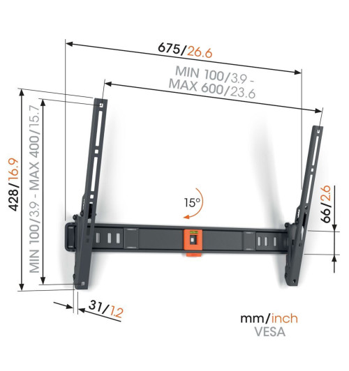 Vogels TVM 1613 - Uchylny uchwyt ścienny do telewizorów 40" - 77"