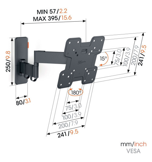 Vogels TVM 1243 - Obrotowy uchwyt ścienny do telewizorów 19" - 43"