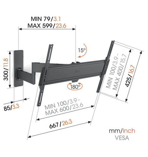 Vogels TVM 1643 - Obrotowy uchwyt ścienny do telewizorów 40" - 77"