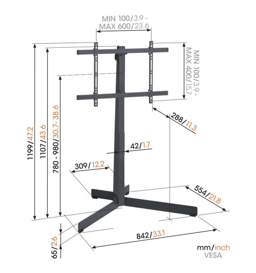 Vogels TVS 3690 - Stojak podłogowy do telewizorów 40" - 77"
