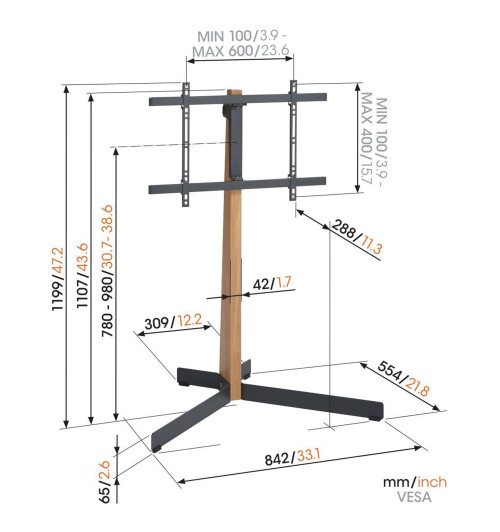 Vogels TVS 3695 - Stojak podłogowy do telewizorów 40" - 77"