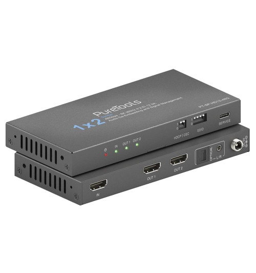 PureLink PureTools PT-SP-HD12-48G - Rozdzielacz / splitter 1x2 HDMI 2.1 EDID 8K/HDR 48Gbps ze skalowaniem i ekstrakcją dźwięku