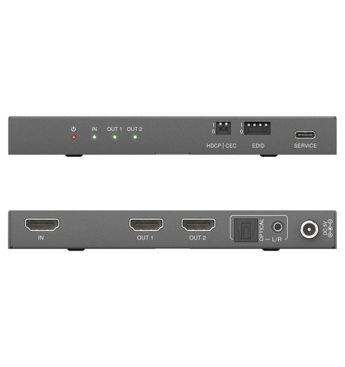 PureLink PureTools PT-SP-HD12-48G - Rozdzielacz / splitter 1x2 HDMI 2.1 EDID 8K/HDR 48Gbps ze skalowaniem i ekstrakcją dźwięku