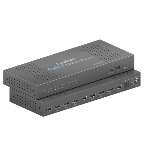 PureLink PureTools PT-SP-HD18-48G - Rozdzielacz / splitter 1x8 HDMI 2.1 EDID 8K/HDR 48Gbps ze skalowaniem i ekstrakcją dźwięku