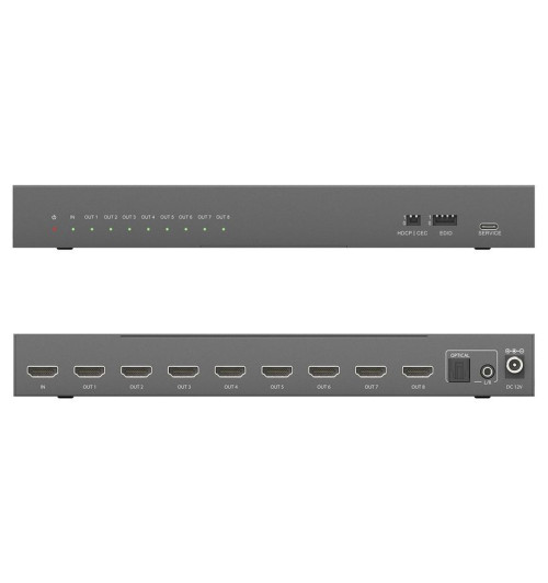 PureLink PureTools PT-SP-HD18-48G - Rozdzielacz / splitter 1x8 HDMI 2.1 EDID 8K/HDR 48Gbps ze skalowaniem i ekstrakcją dźwięku
