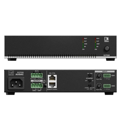 Audac SCP206 - kompaktowy dwukanałowy wzmacniacz mocy 2x 60W