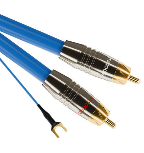 Melodika SBPH Sky Blue - Kabel gramofonowy 2xRCA Phono z żyłą uziemiającą