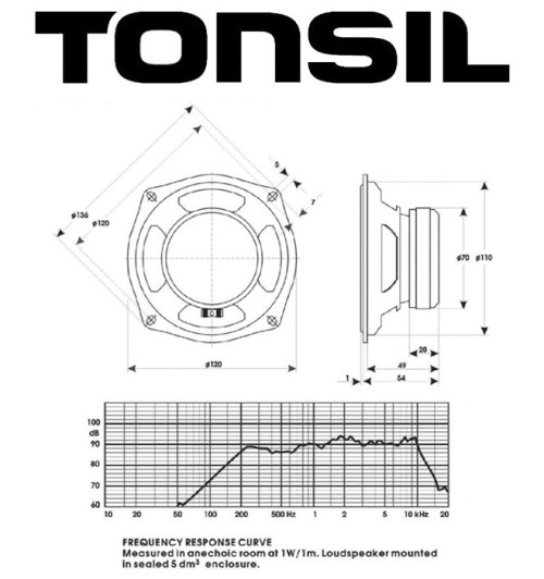 Głośnik średniotonowy TONSIL GDM 12/60 8 Ohm