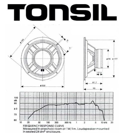 Głośnik niskotonowy TONSIL GDN 20/60/11 8 Ohm