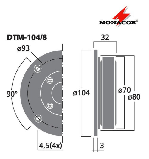 Głośnik wysokotonowy MONACOR DTM-104/8