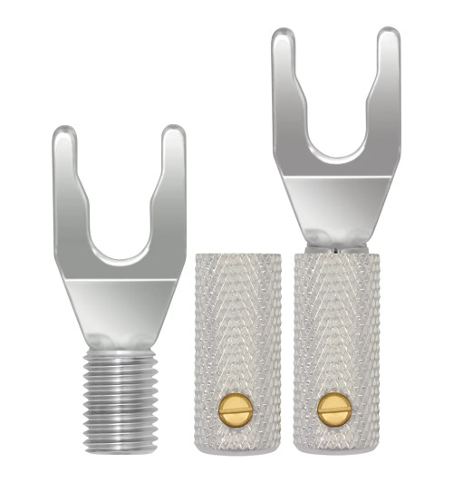 WireWorld Silver Spade Uni-Term with Sockets - Wymienne posrebrzane wtyki głośnikowe typu widełki z mocowaniem