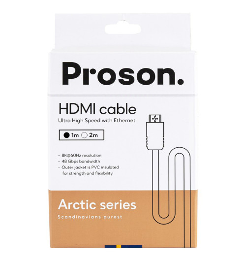 Proson Arctic Series HDMI Cable - Kabel HDMI 2.1 Ultra High Speed z Ethernet 48 Gbps 8K/60Hz 1m
