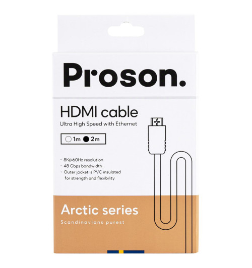Proson Arctic Series HDMI Cable - Kabel HDMI 2.1 Ultra High Speed z Ethernet 48 Gbps 8K/60Hz 2m