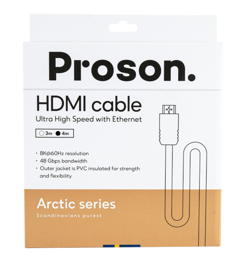 Proson Arctic Series HDMI Cable - Kabel HDMI 2.1 Ultra High Speed z Ethernet 48 Gbps 8K/60Hz 4m