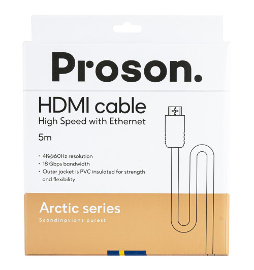 Proson Arctic Series HDMI Cable - Kabel HDMI 2.0 High Speed z Ethernet 18 Gbps 4K/60Hz 5m