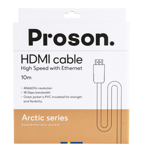 Proson Arctic Series HDMI Cable - Kabel HDMI 2.0 High Speed z Ethernet 18 Gbps 4K/60Hz 10m