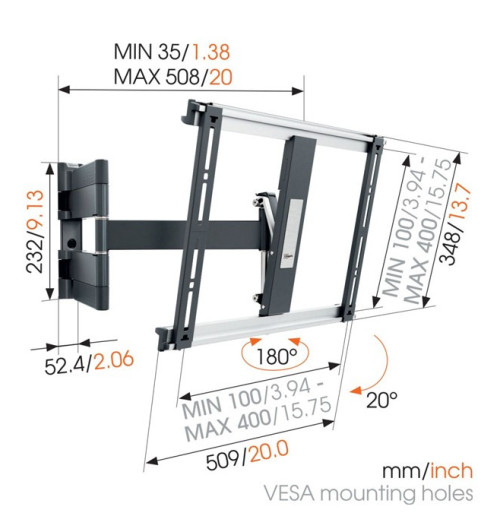 Uchwyt Vogels THIN 445 do ekranów o przekątnej od 26 do 55"