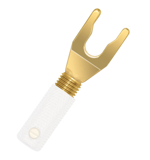 WireWorld Gold Spade - Wymienny pozłacany wtyk głośnikowy typu widełki do mocowania Uni-Term