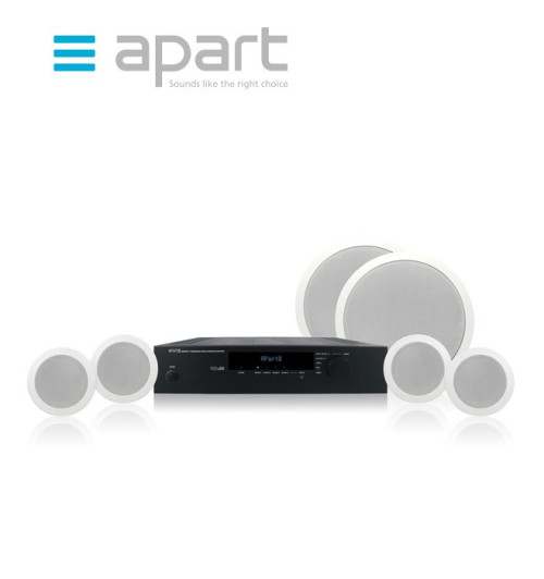 Zestaw nagłośnienowy APART AUDIO SHOPSETI - 4x CM4 + 2x CMSUB8 + wzmacniacz Concept1