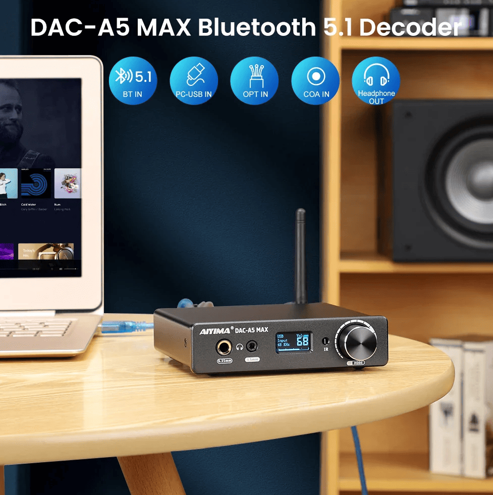 Nowoczesny moduł Bluetooth 5.1 w AIYIMA DAC-A5 MAX