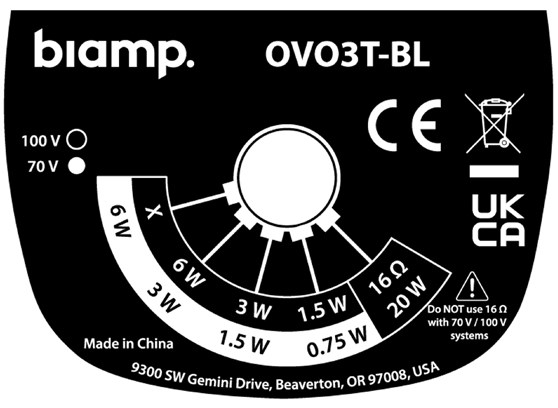 Biamp OVO3T - cecha 1